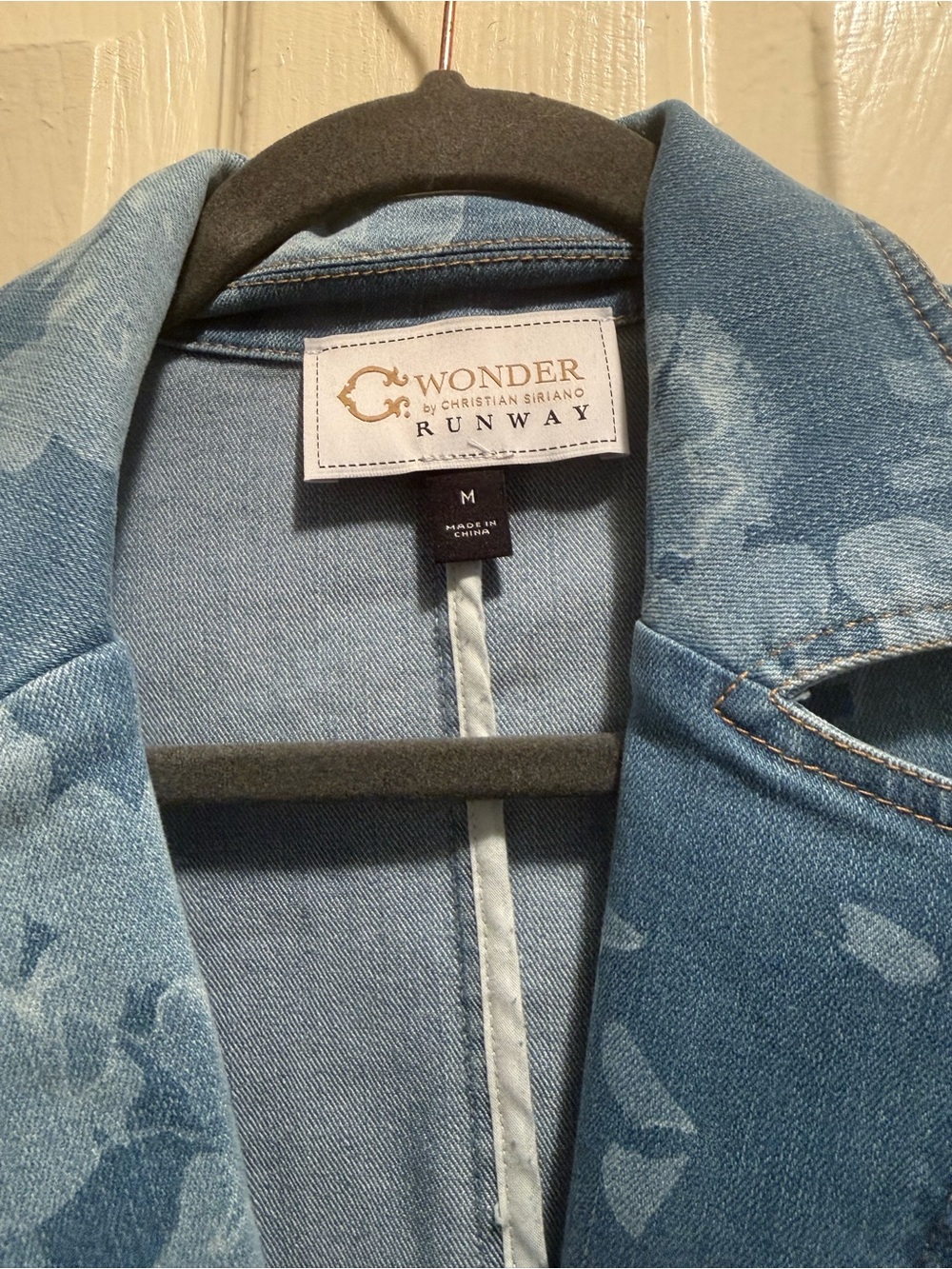 C Wonder by Christian Siriano Floral Denim Trench Coat - Picture 4 of 4
